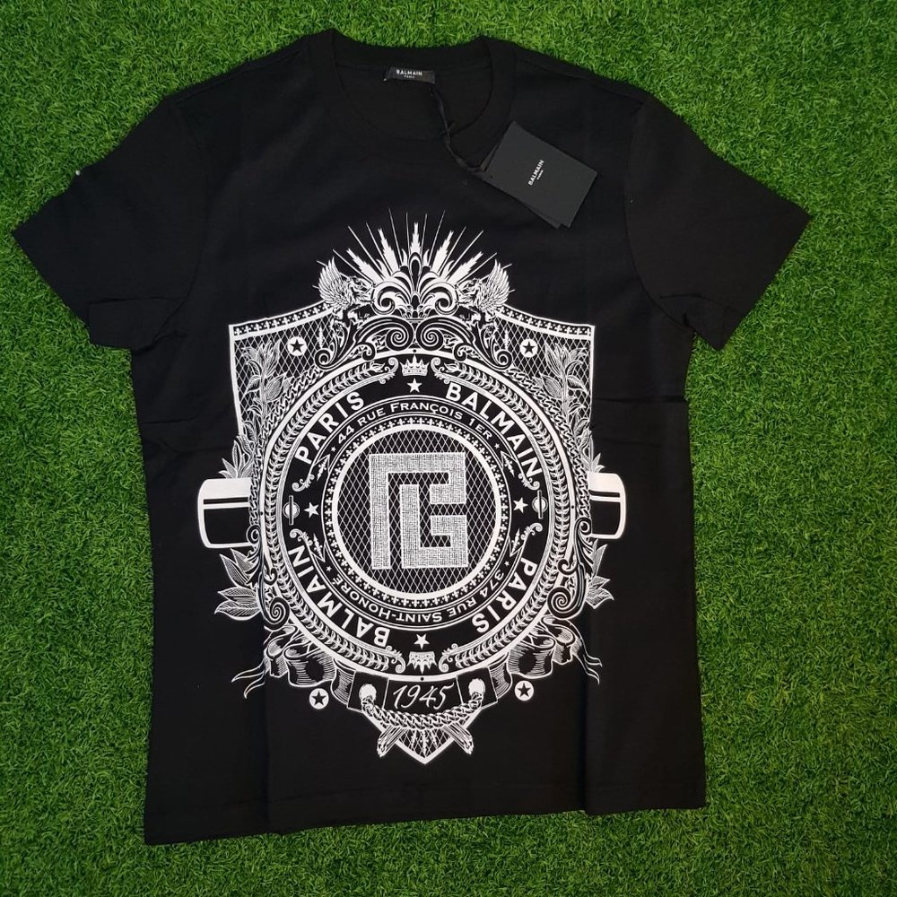 Balmain Black T-Shirt With Logo Print